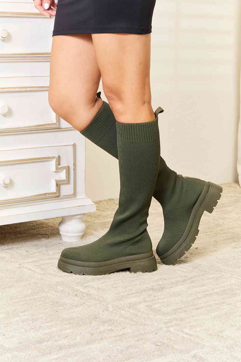 Chic Knee High Platform Sock Boots