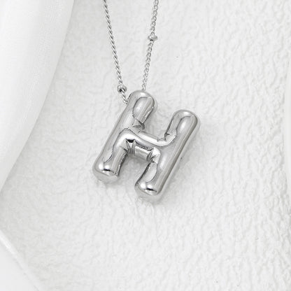 Bubble Letter Monogram Necklace A-L