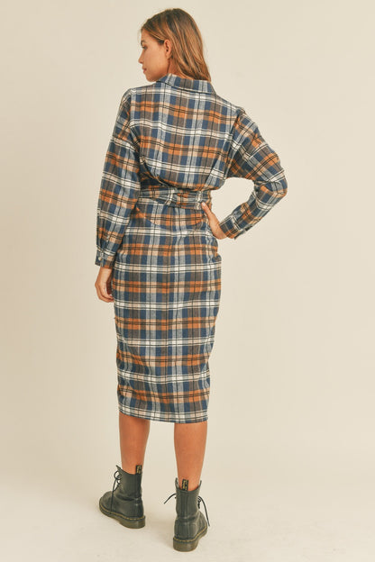 Plaid Flannel Button Down Shirt Dress