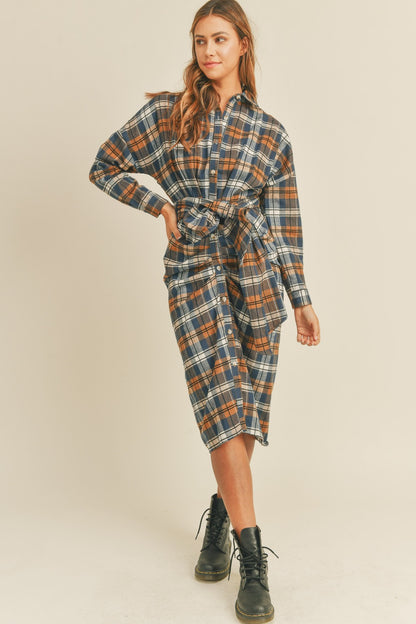 Plaid Flannel Button Down Shirt Dress