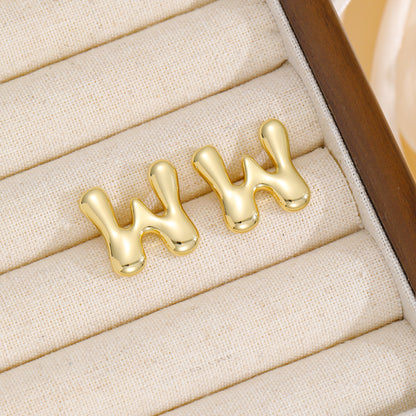 18K Gold-Plated Bubble Monogram Stud Earrings N-Z