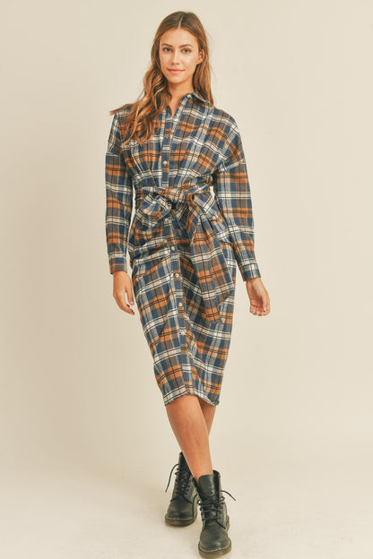 Plaid Flannel Button Down Shirt Dress