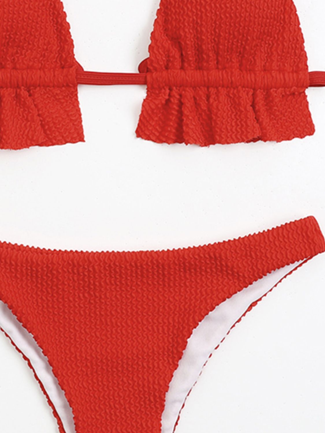 Ruffled Textured Wide Strap Two-Piece Bikini Set