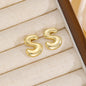 18K Gold-Plated Bubble Monogram Stud Earrings N-Z