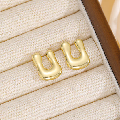 18K Gold-Plated Bubble Monogram Stud Earrings N-Z
