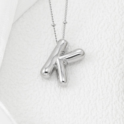 Bubble Letter Monogram Necklace A-L