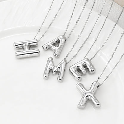 Bubble Letter Monogram Necklace A-L