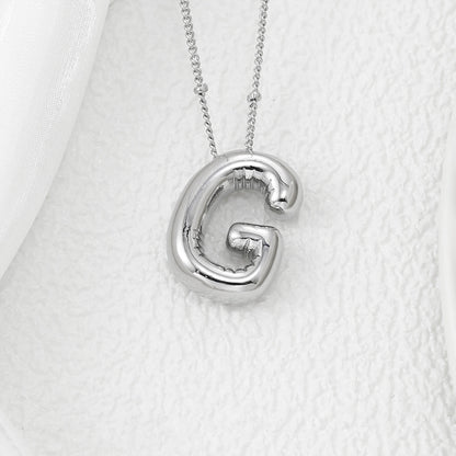 Bubble Letter Monogram Necklace A-L
