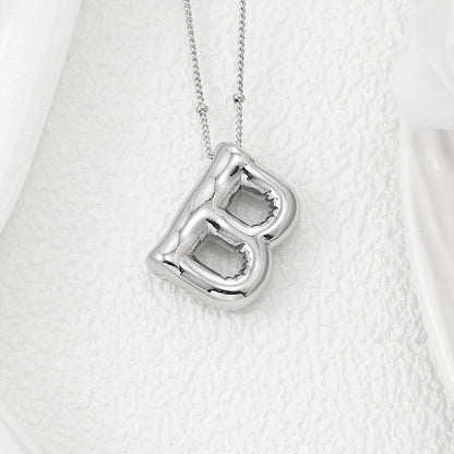 Bubble Letter Monogram Necklace A-L