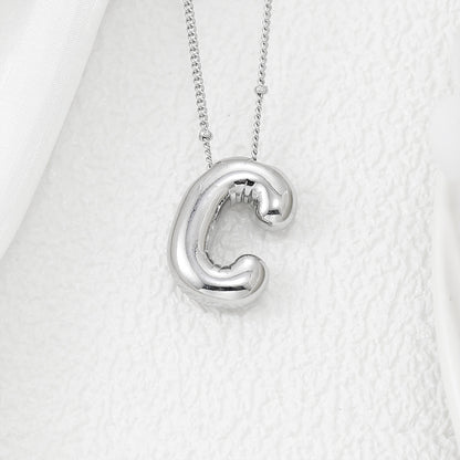 Bubble Letter Monogram Necklace A-L