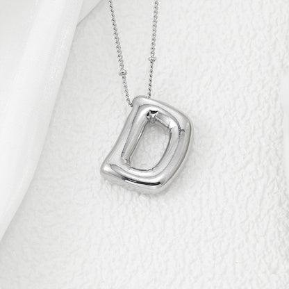 Bubble Letter Monogram Necklace A-L