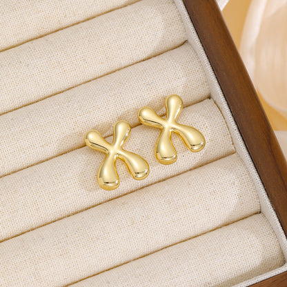 18K Gold-Plated Bubble Monogram Stud Earrings N-Z