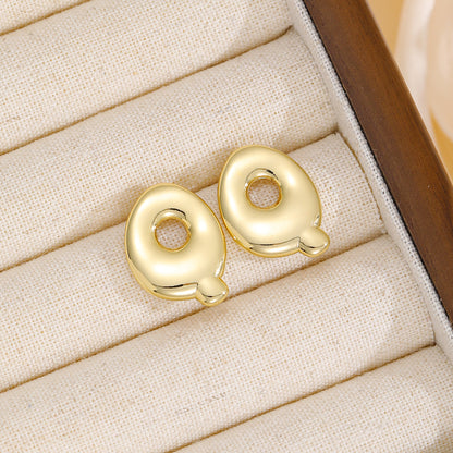 18K Gold-Plated Bubble Monogram Stud Earrings N-Z