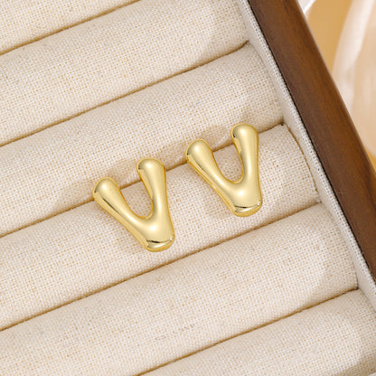 18K Gold-Plated Bubble Monogram Stud Earrings N-Z