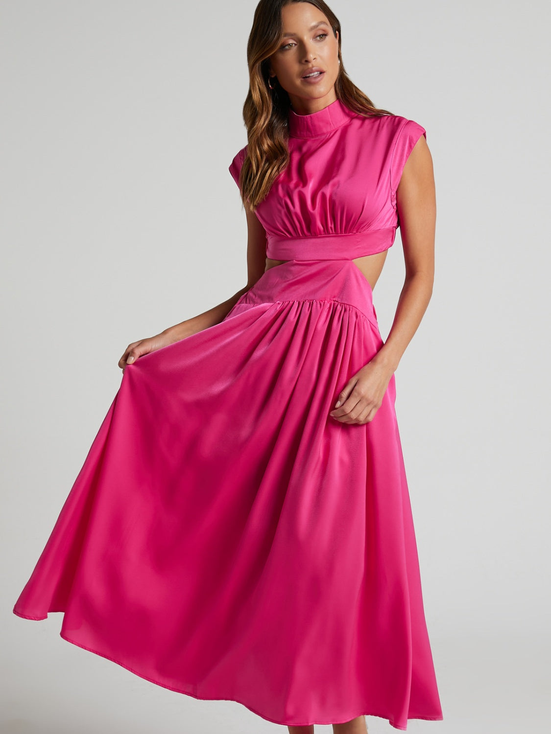 Cutout Mock Neck Sleeveless Maxi Dress