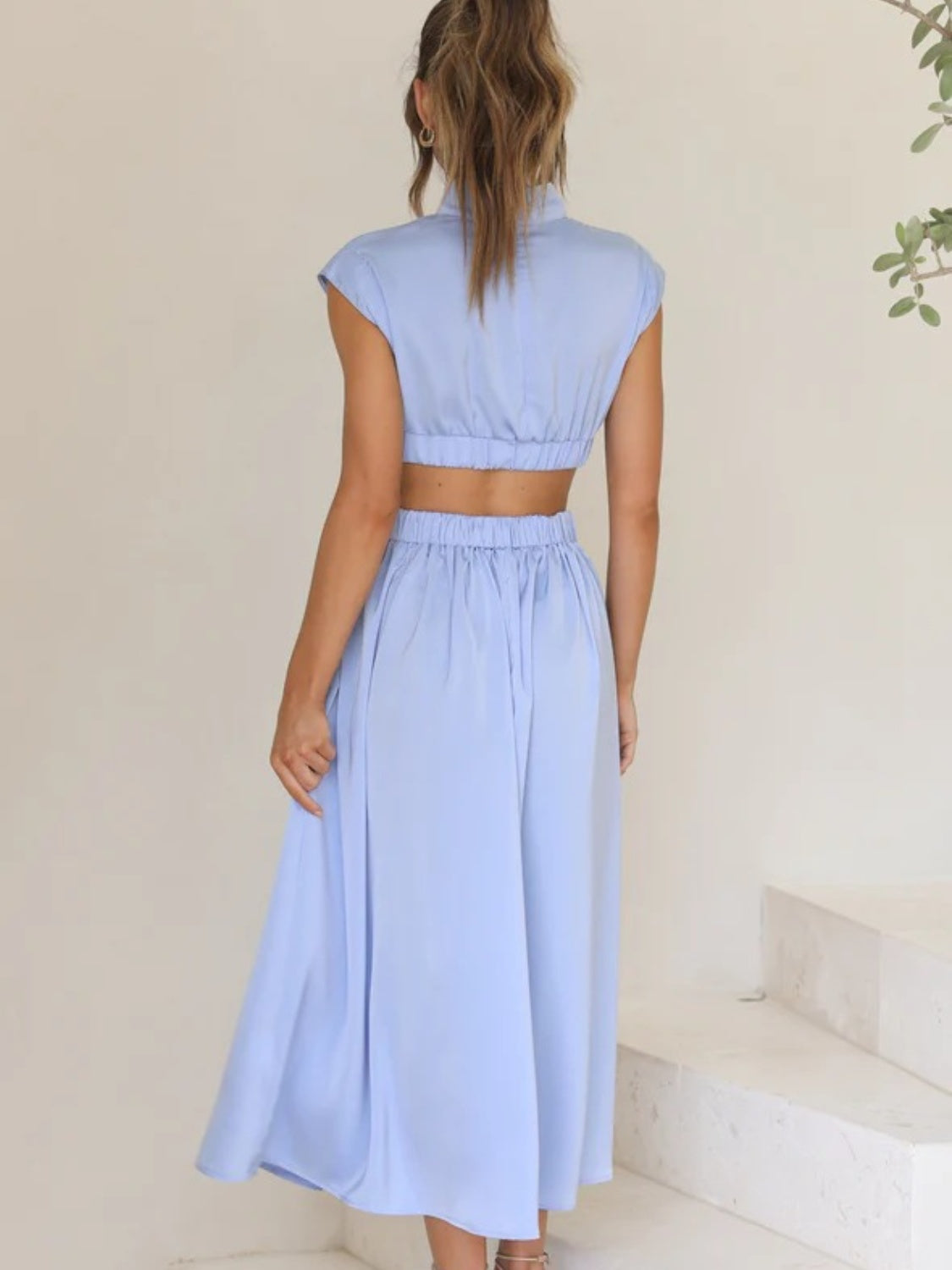 Cutout Mock Neck Sleeveless Maxi Dress