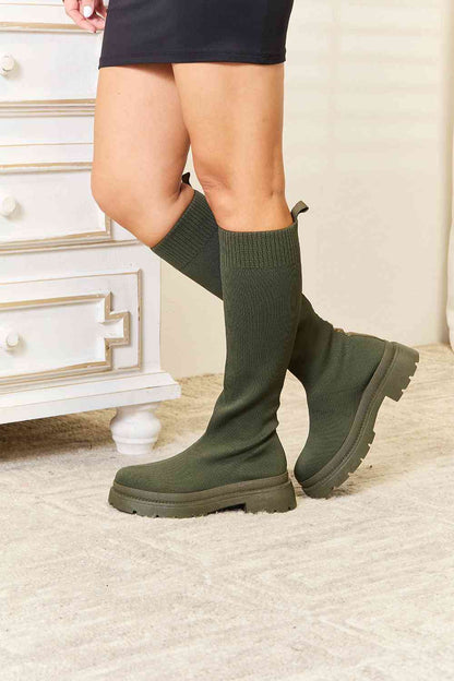 Chic Knee High Platform Sock Boots