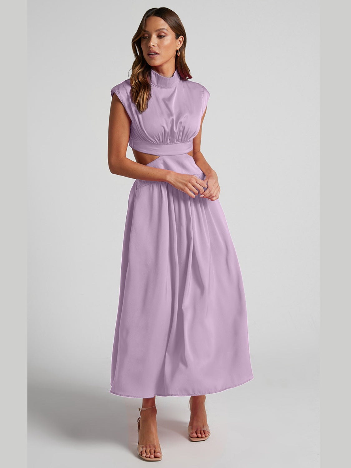 Cutout Mock Neck Sleeveless Maxi Dress