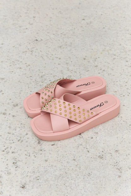 Forever Link Studded Cross Strap Sandals