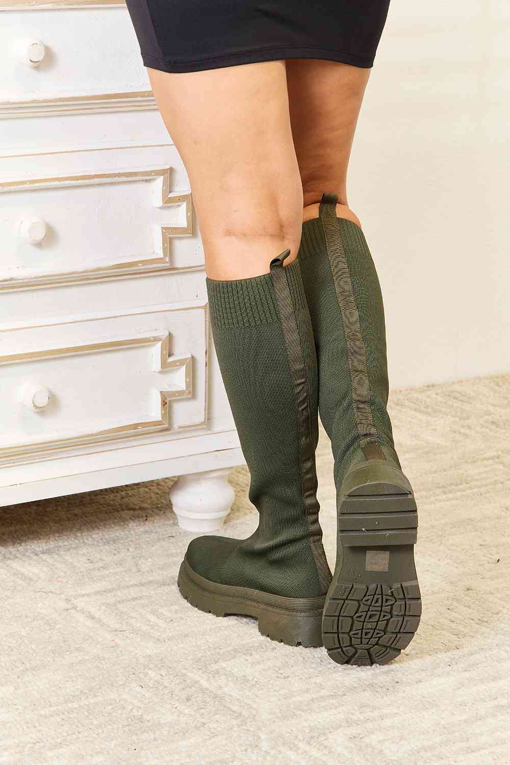 Chic Knee High Platform Sock Boots
