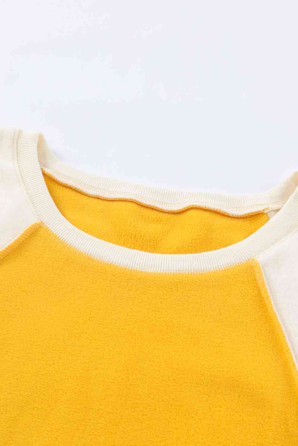 Round Neck Dropped Shoulder Color Block Sweatshirt