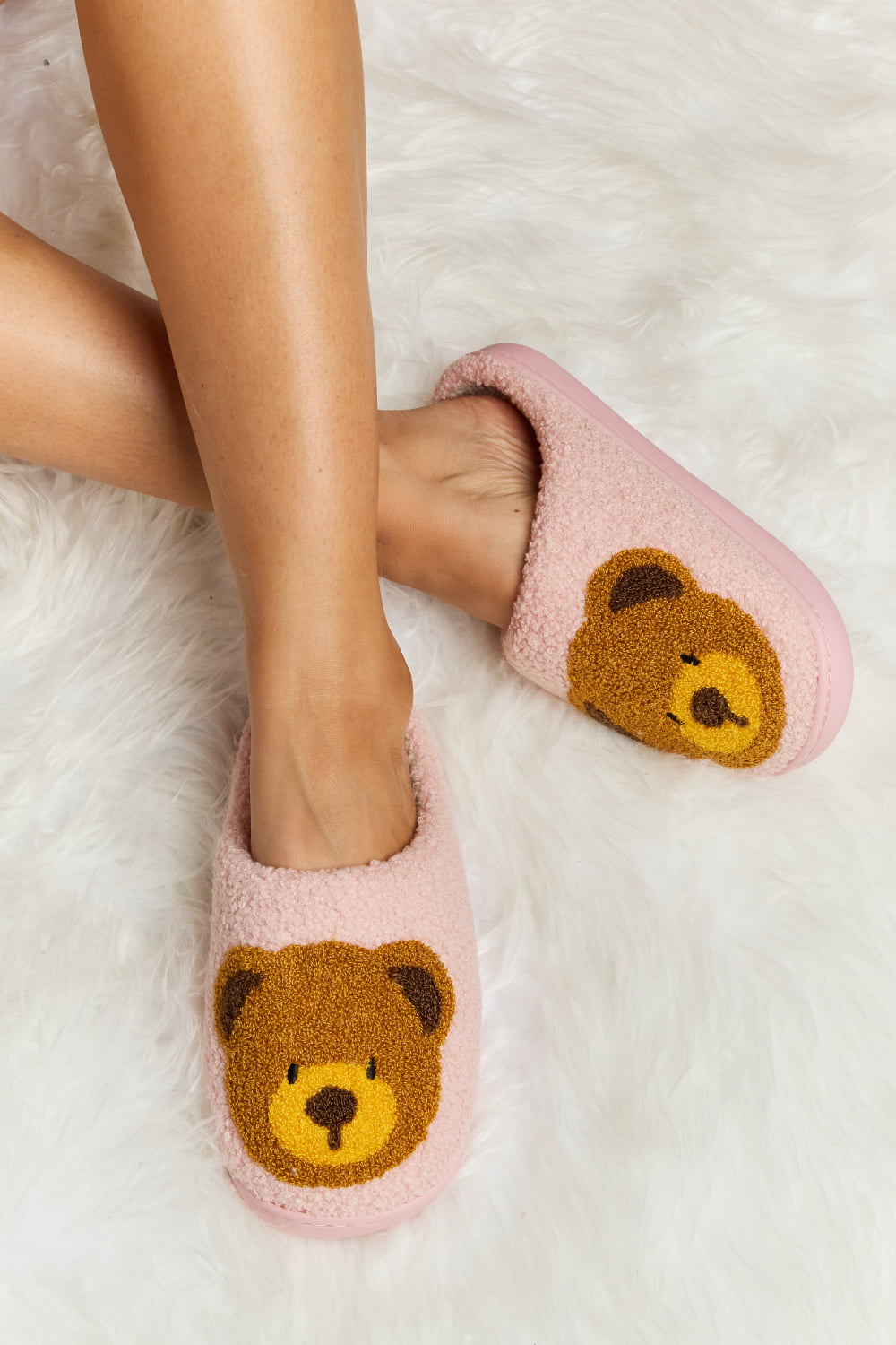 Teddy Bear Print Plush Slippers