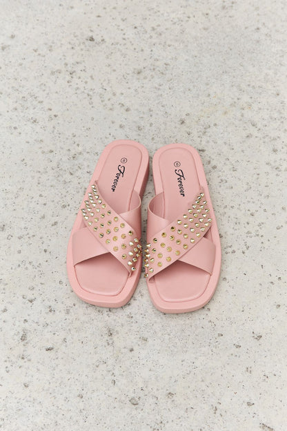 Forever Link Studded Cross Strap Sandals