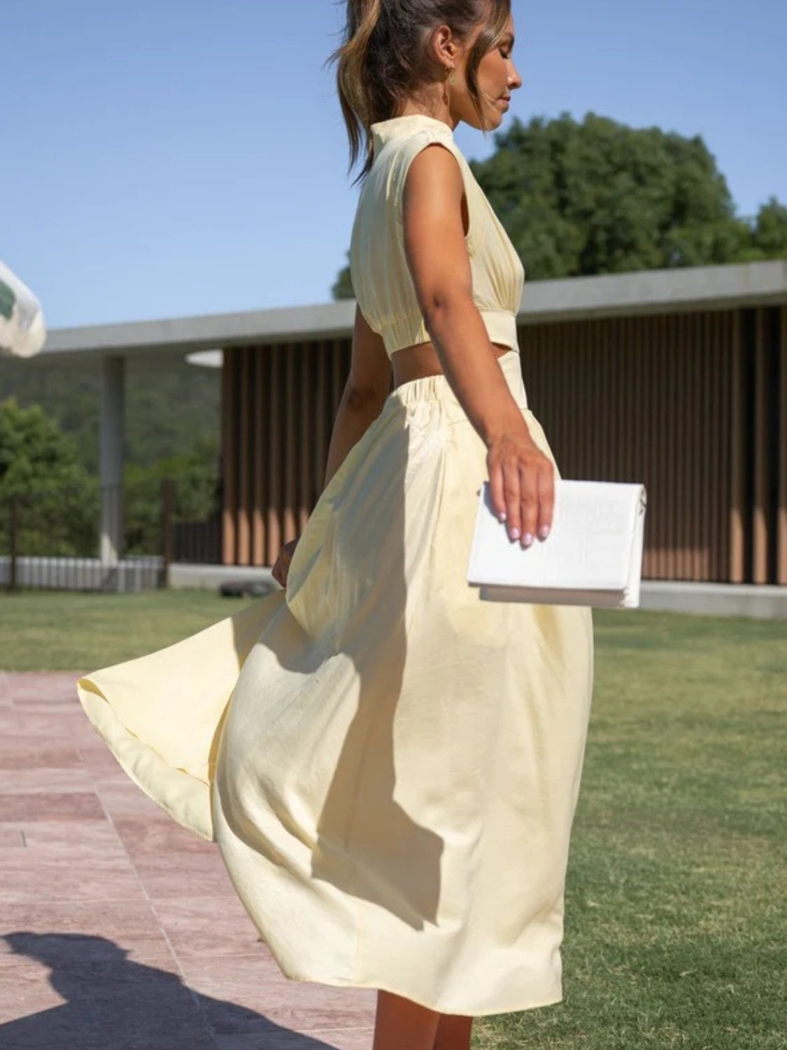 Cutout Mock Neck Sleeveless Maxi Dress