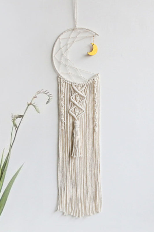 Bohemian Hand-Woven Moon Macrame Wall Hanging