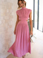 Cutout Mock Neck Sleeveless Maxi Dress
