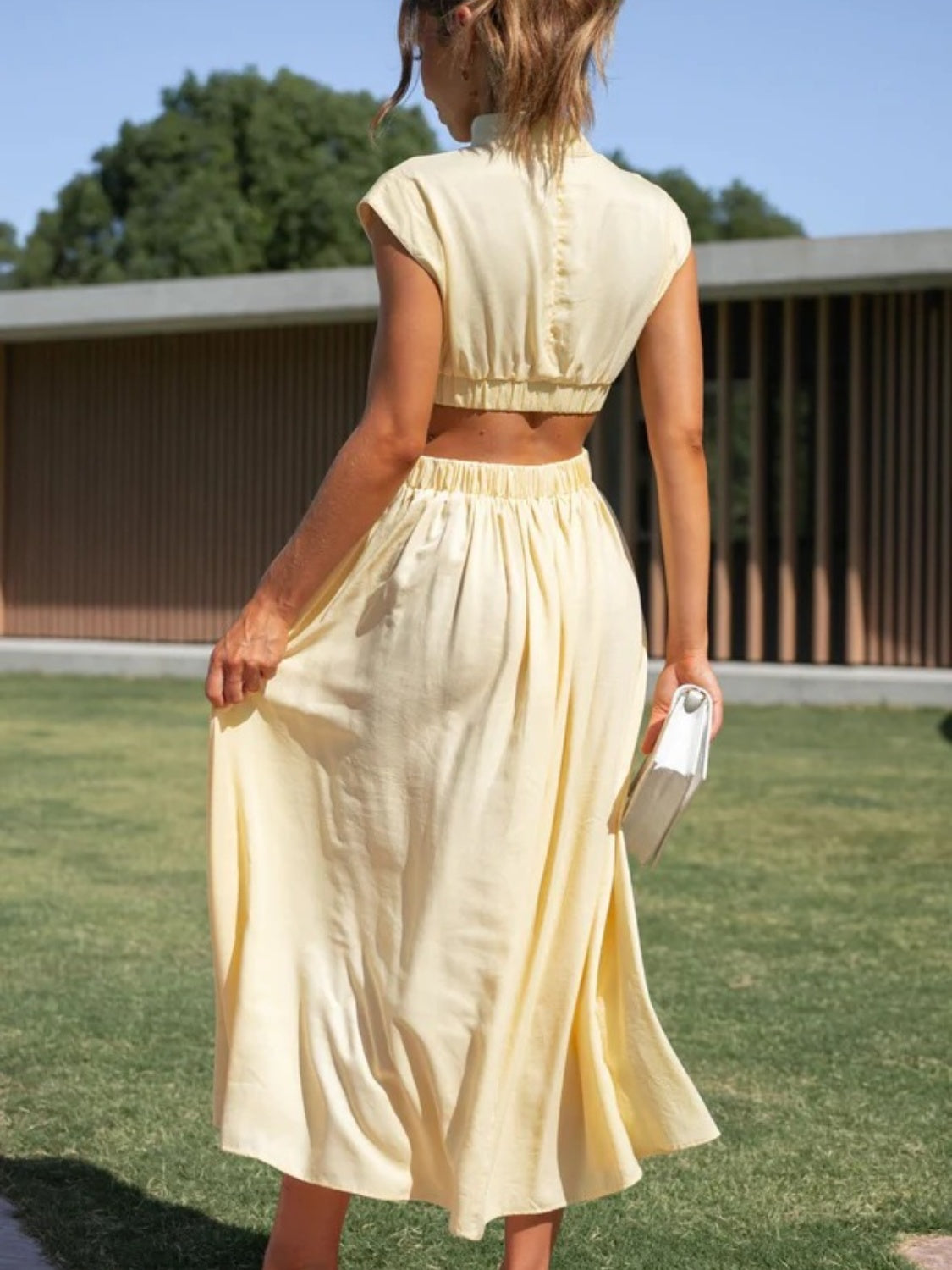 Cutout Mock Neck Sleeveless Maxi Dress