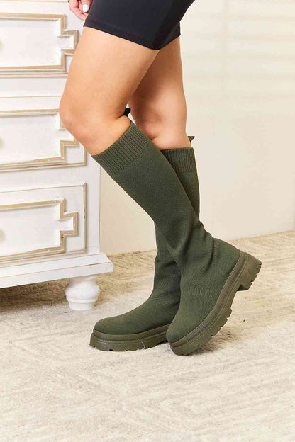 Chic Knee High Platform Sock Boots