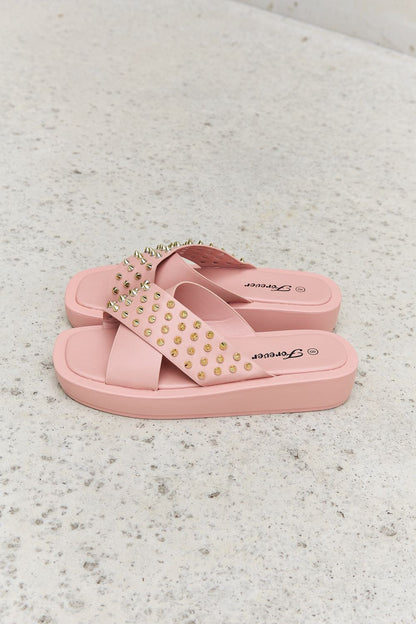Forever Link Studded Cross Strap Sandals