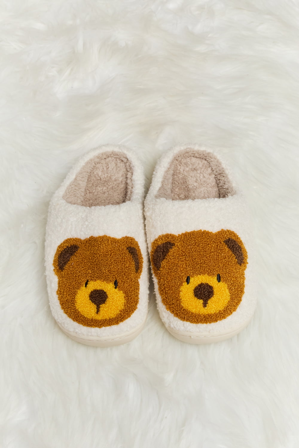 Teddy Bear Print Plush Slippers