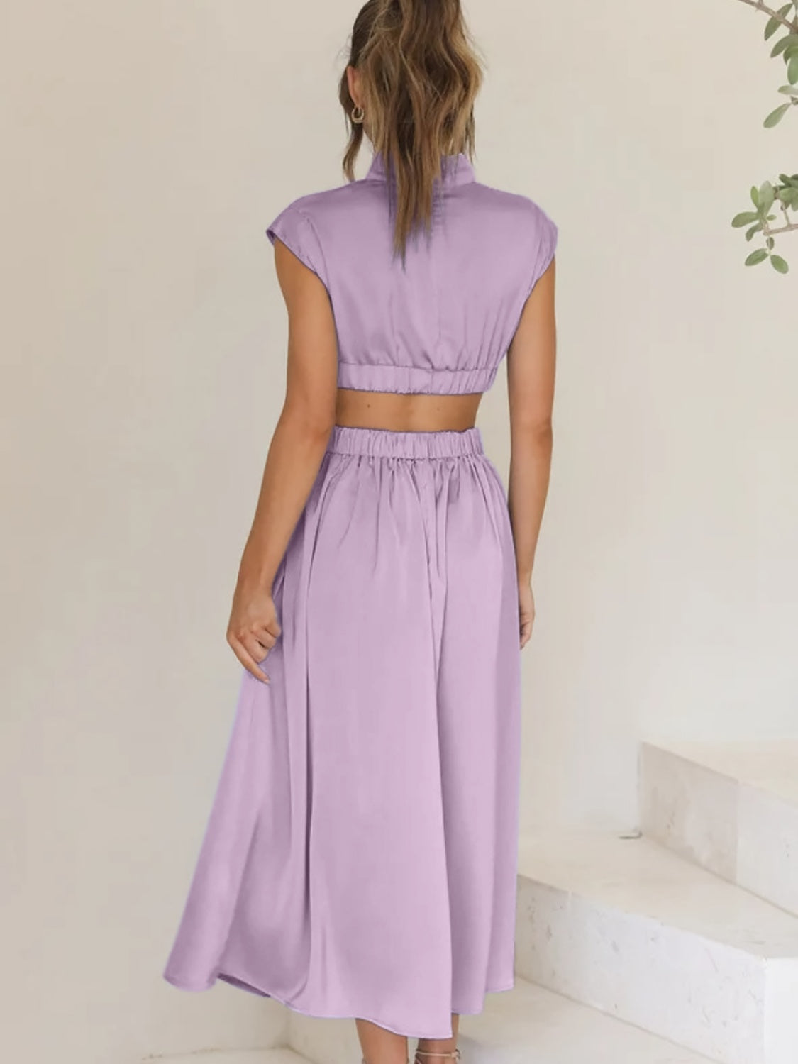 Cutout Mock Neck Sleeveless Maxi Dress